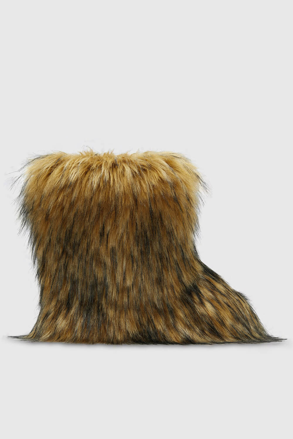 Furry Faux Fur Mid Calf Bootie - Brown