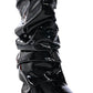 Patent Scrunched Foldover Wedge Heel Knee High Boots - Black
