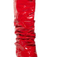 Patent Scrunched Foldover Wedge Heel Knee High Boots - Red