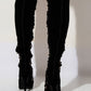 Gold Chain Pointed Toe Knee High Stiletto Boots - Black