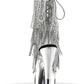 Diamante Fringe Platform Clear Perspex Open Toe Ankle Boots - Silver