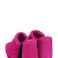 Padded Faux Suede Open Toe Platform Block Heeled Mule Sandals - Hot Pink