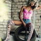 Pink Hologram Python Caged Front Lace-Up Over-The-Knee Stiletto Boots