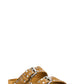 Suede Eyelet-Embellished Sandals - Tan