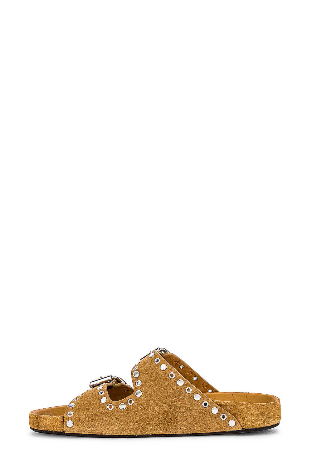 Suede Eyelet-Embellished Sandals - Tan