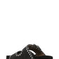 Suede Eyelet-Embellished Sandals -Black