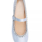 Crystal-Embellished Satin Mary Jane Ballet Flats - Light Blue