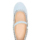 Crystal-Embellished Satin Mary Jane Ballet Flats - Light Blue