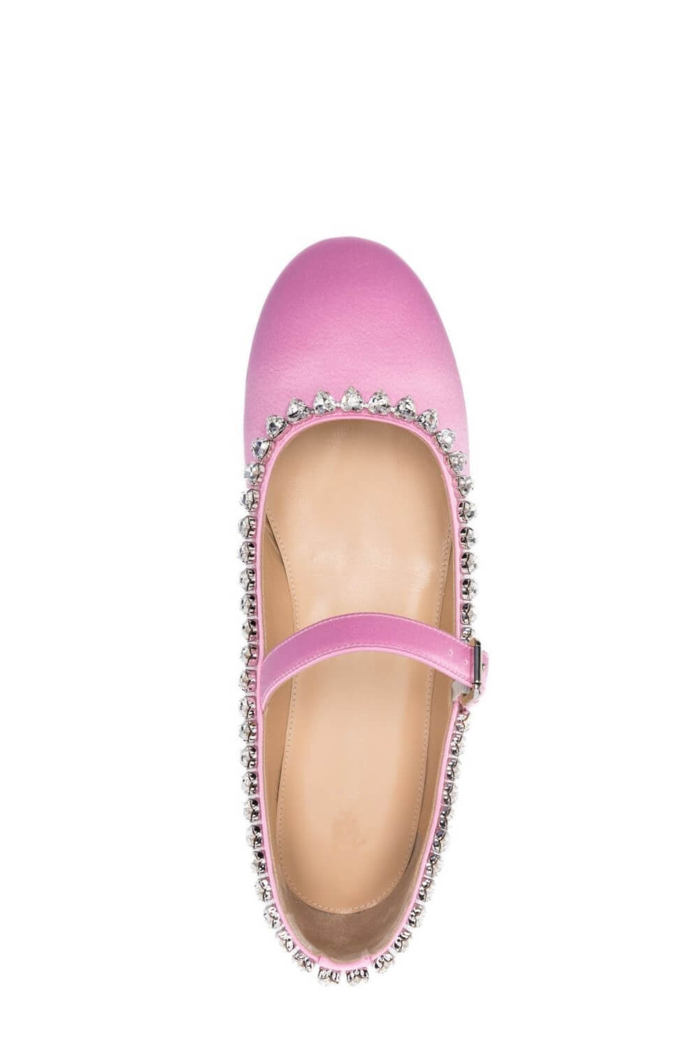 Crystal-Embellished Satin Mary Jane Ballet Flats - Pink