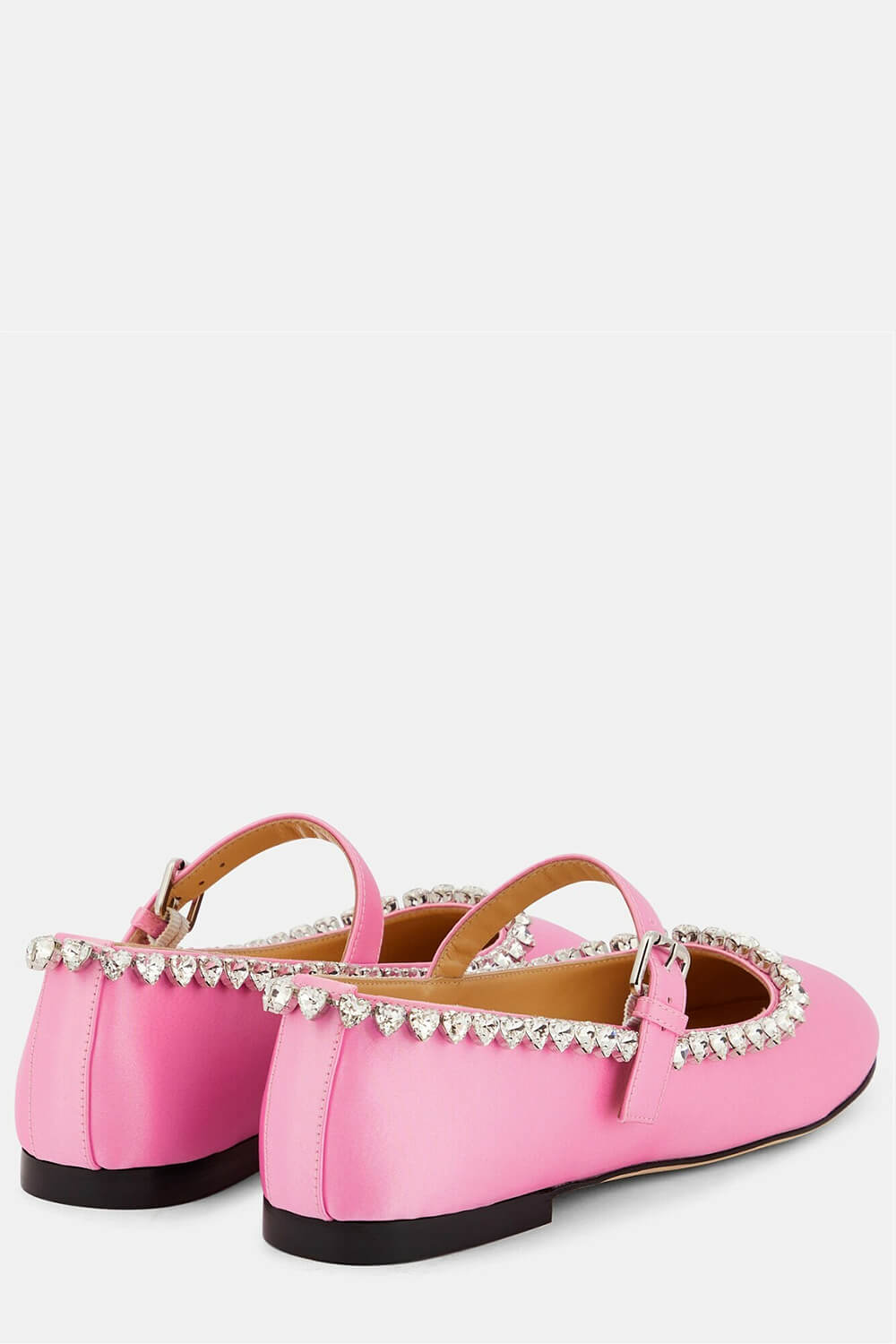 Crystal-Embellished Satin Mary Jane Ballet Flats - Pink