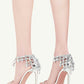 Crystal-Embellished Metallic Barely There Stiletto Heel - Silver