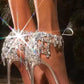 Crystal-Embellished Metallic Barely There Stiletto Heel - Silver