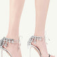 Crystal-Embellished Metallic Barely There Stiletto Heel - Silver