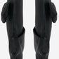 Black Faux Leather Bow Sculptural Pointed Toe Stiletto Boots