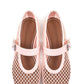 Faux Patent Leather Fishnet Mesh Ballet Flats - Pink