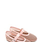 Faux Patent Leather Fishnet Mesh Ballet Flats - Pink