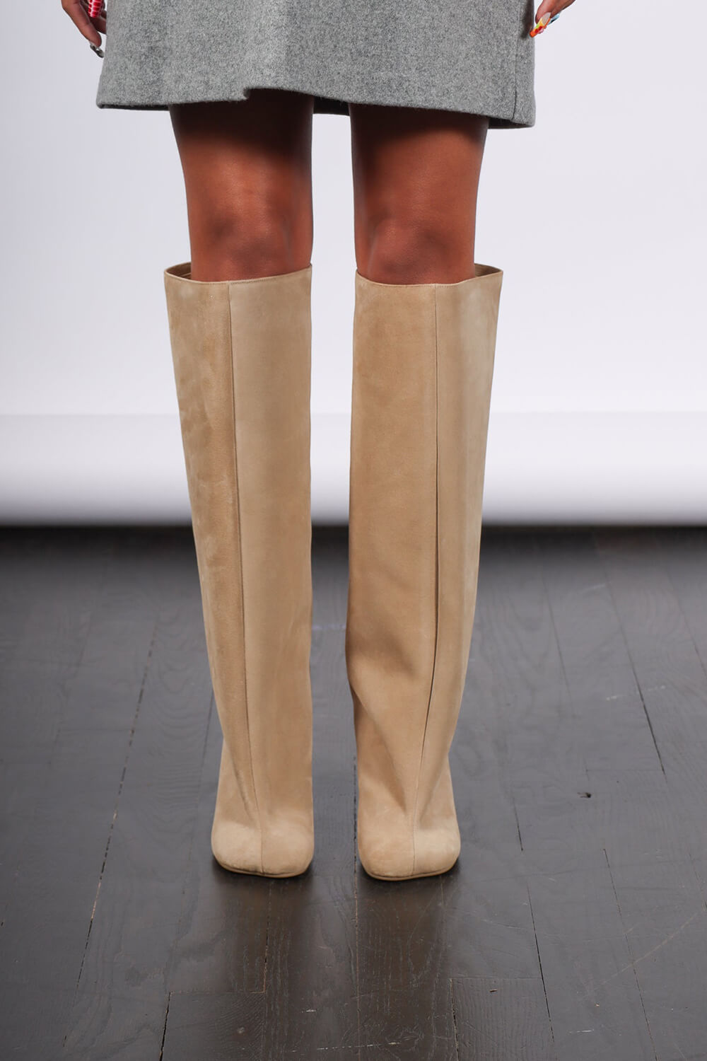 Faux Suede Slip-On Knee-High Boots