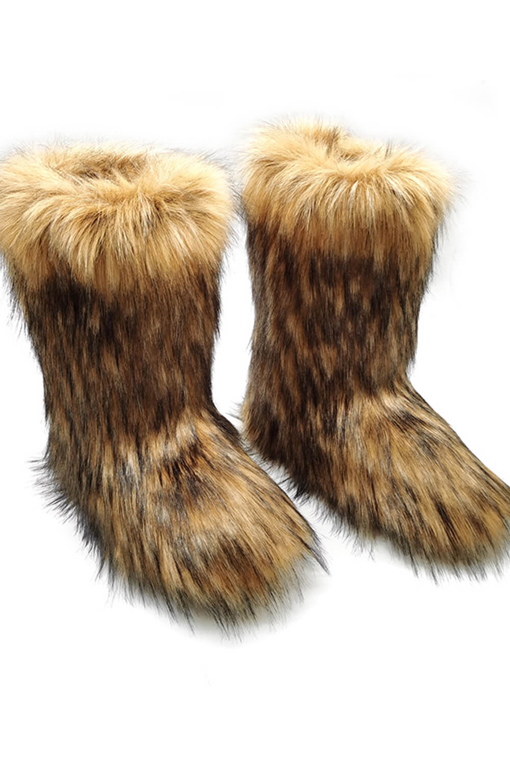 Furry Faux Fur Mid Calf Bootie - Brown