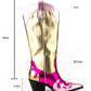 Color Block Metallic Mid-Calf Western Cowboy Pointed Toe Block Heeled Boot