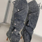 Denim Ruffled Popper Detail Knee High Stiletto Boots - Light Blue