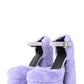 Fuzzy Faux Fur Platform Mary Janes Pumps With Rhinestone Straps Details - Lilac