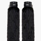 Faux Fur Padlock Detail Folded Chunky Sole Biker Knee High Boots - Black