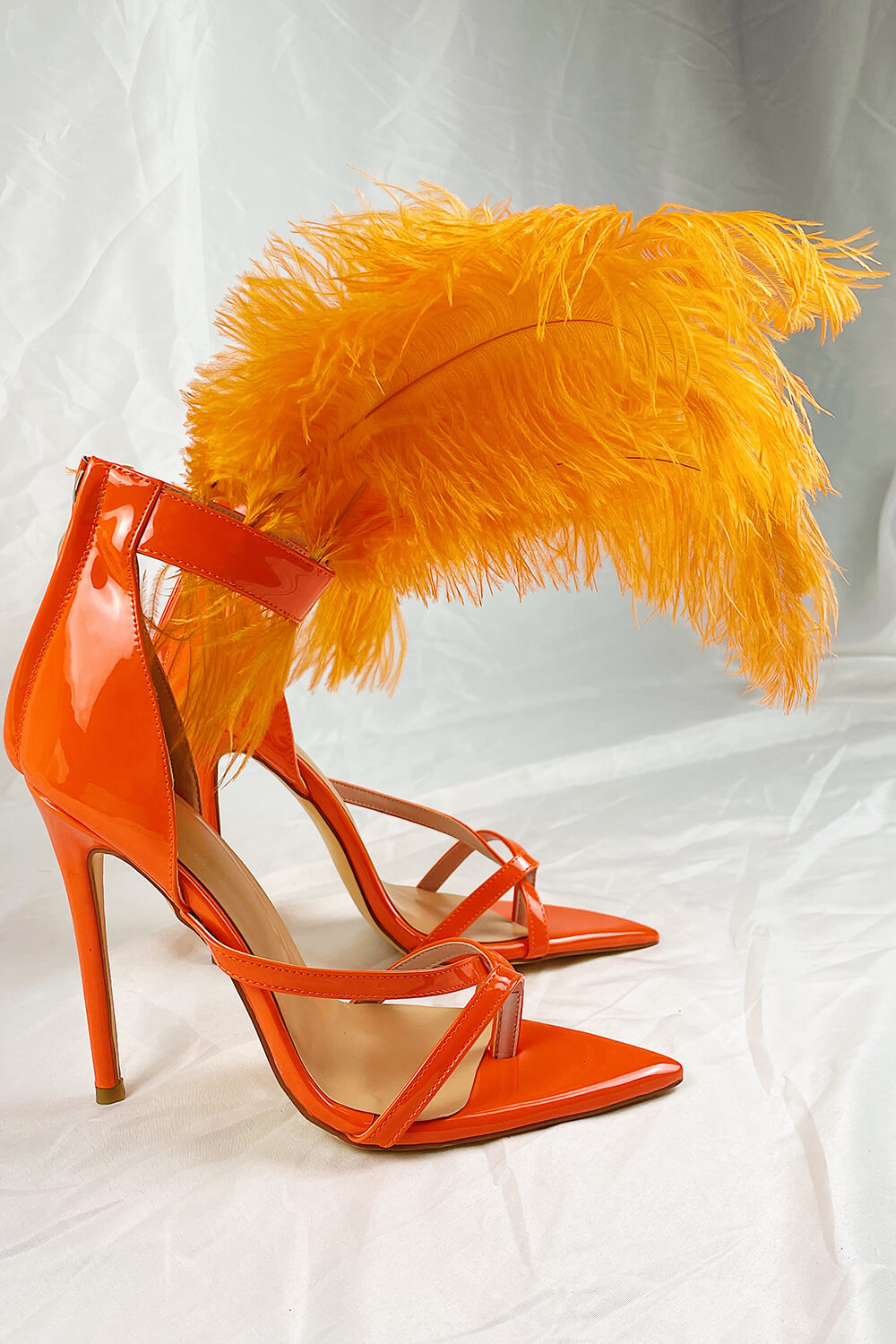 Orange feather heels best sale